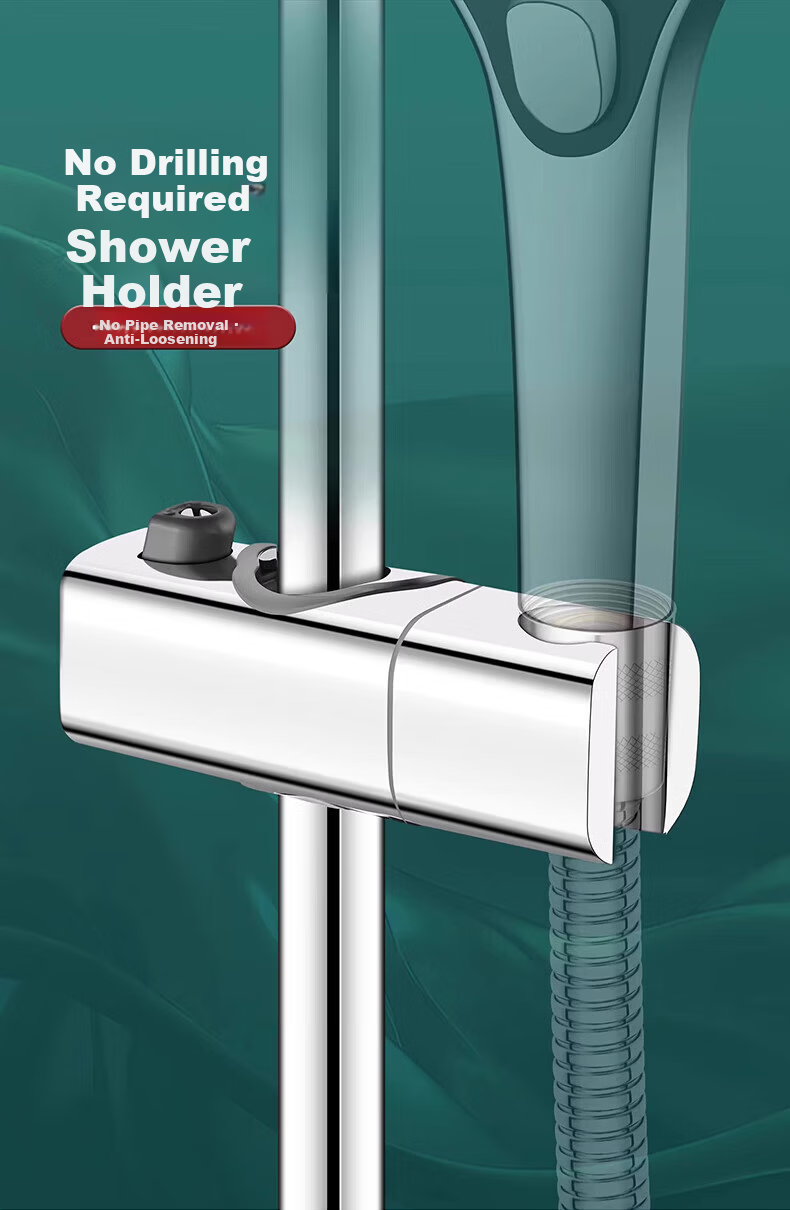 WUZORY [Germany] Pressurized Shower Head Holder, No-Drill Clip Fixed Sliding Bracket W121 3