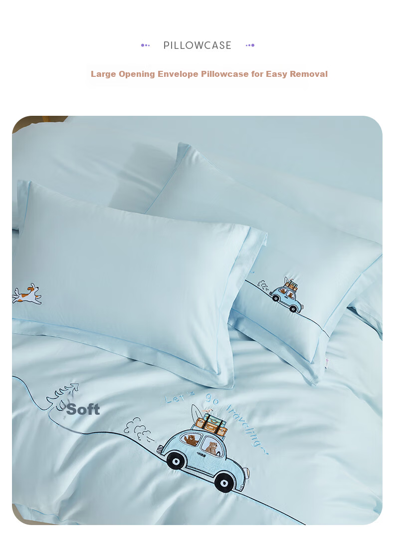 Luolaikids Three-Piece Set, Maternity A-Class 60-Count Ultra-Soft Pure Cotton Dormitory Single Bed Fitted Sheet And Pillowcase, Suitable for 1.2-Meter Bed 1