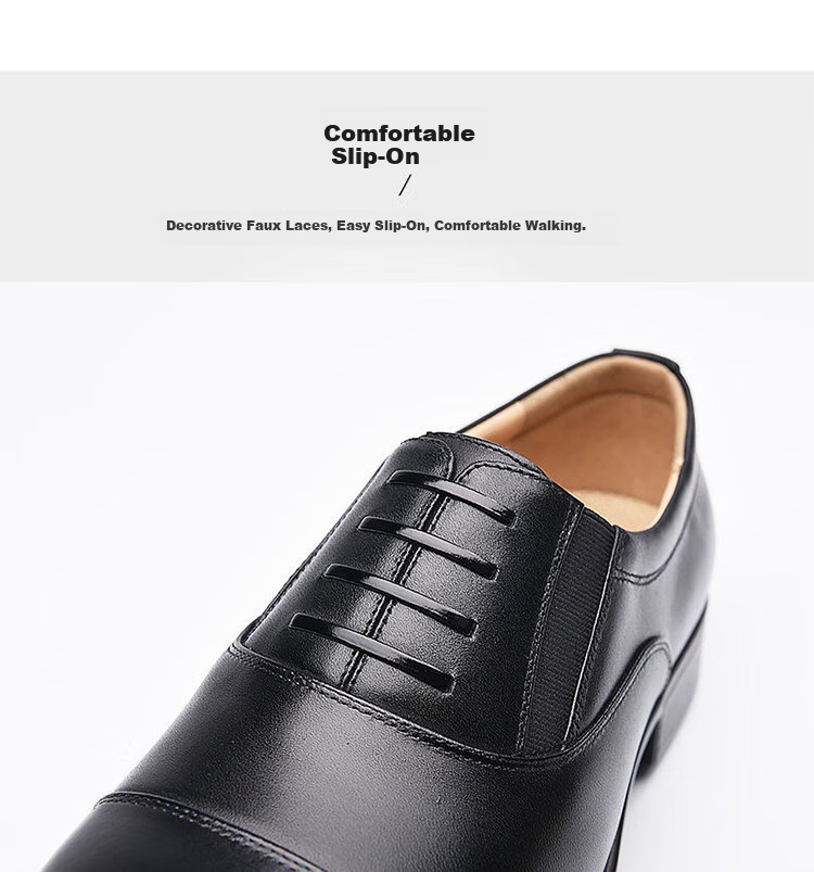 Jihua 35053 Men's Slip-On Formal Leather Shoes Casual Business Officer Black 38 4