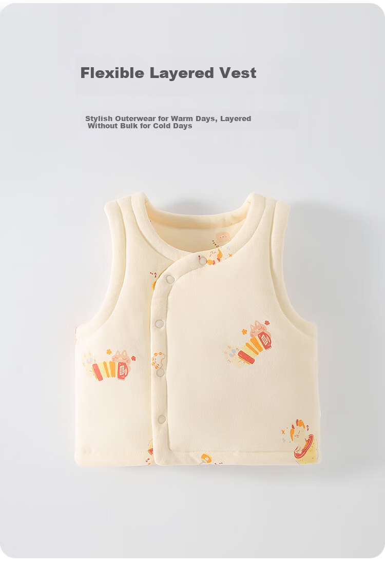 Qiaojiao Duck Baby Vest 220g Newborn Cotton-Padded Sleeveless Jacket Pure Cotton Full Moon Boys Girls Autumn Winter Coat 4