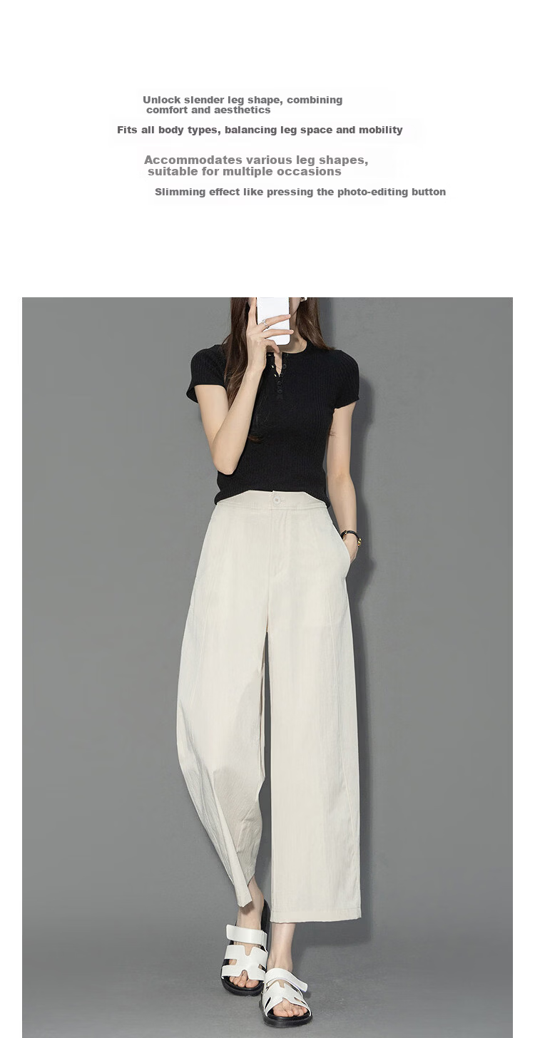 Demana [Curved Blade Project] Summer Nine-Point Pants Simple Style Split Line Loose Slim Petite Casual Pants for Women Premium 2