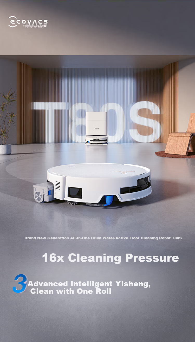 Ecovacs T80S Robot Vacuum Cleaner with Mopping, Washing, Drying, Self-Cleaning Drum, Hot Water Mop, Automatic Dust Collection, Water Tank Version - Price Guaranteed for 618 Sale 7