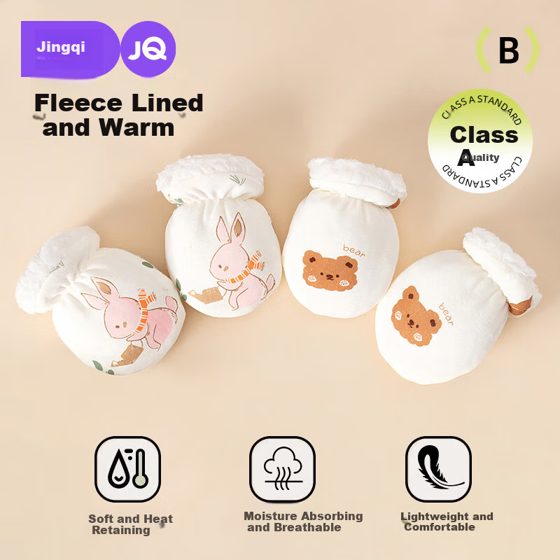 JOYNCLEON Baby Gloves Newborn Anti-Scratch Face Protection Autumn Winter Thickened Fleece Teething Gloves Jyf201007