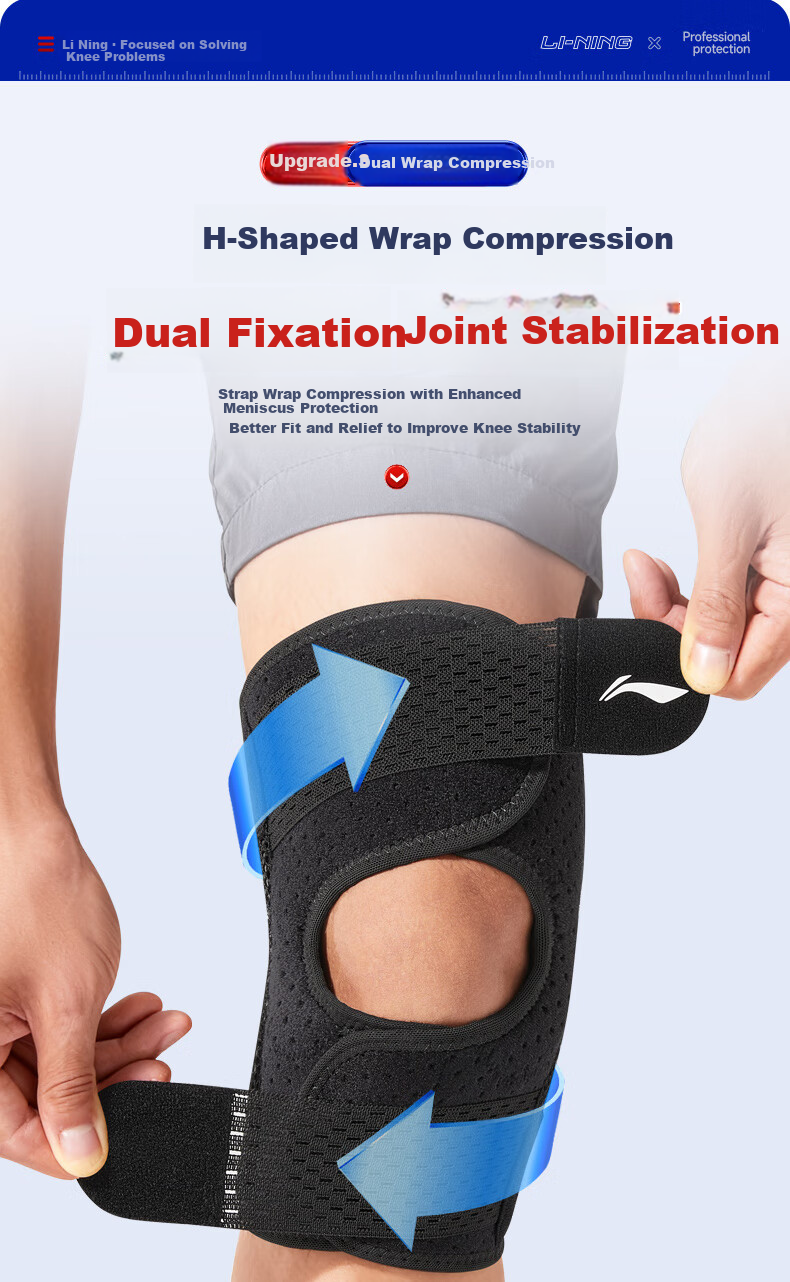 LI-NING Summer Thin Knee Brace Meniscus Injury Sports Protective Joint Knee Support for Men and Women Hiking Basketball Running Walking 9