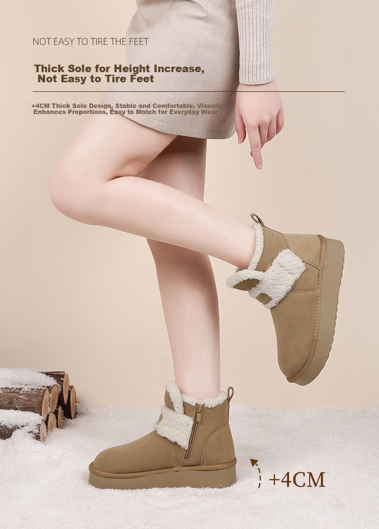 Red Dragonfly Women's Snow Boots Winter Thickened Cotton Shoes Fashionable Versatile Thick Sole Warm Cotton Shoes WLC459842R Camel Size 39 5