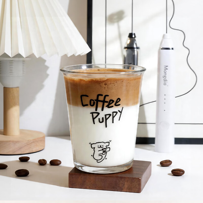 Mongdio Glass Coffee Cup Iced Americano Cold Brew Dirty Iced Latte Transparent Cup Letter Iced Cup 350ml