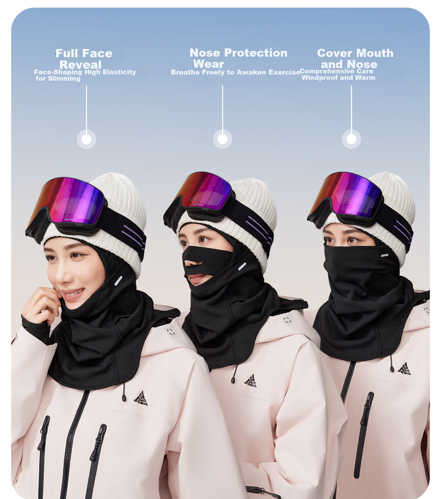 Yottoy Ski Mask Face Cover Unisex Outdoor Mountaineering Cycling Autumn Winter Windproof Warm Ski Gear Non-Slip Headband Style 23