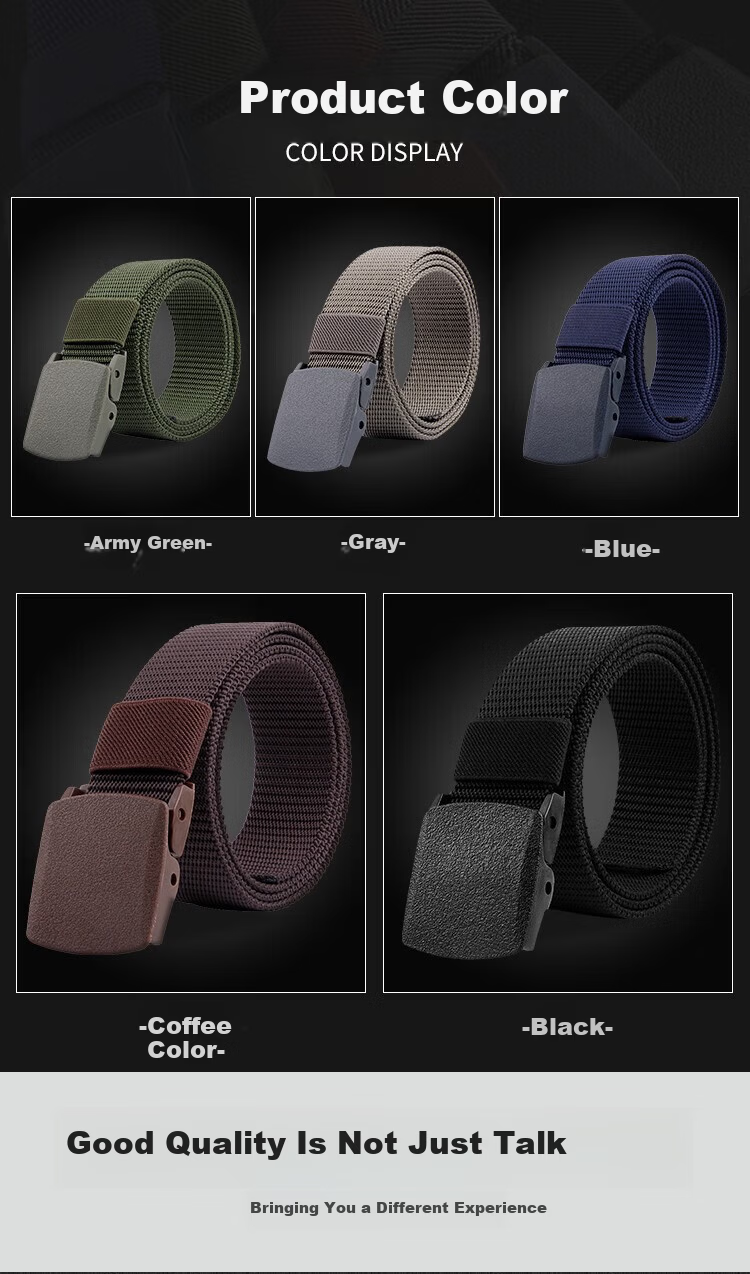 HOCR Men's Canvas Tactical Belt with Press Buckle Outdoor Jeans Belt Military Training Youth Belt 6