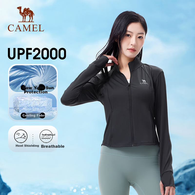 CAMEL Cold White Original Yarn Sunscreen Jacket for Women Slim Fit Quick-Dry Ice-Feel Sun Protection Clothing 2025 New Summer Coat 8008 L