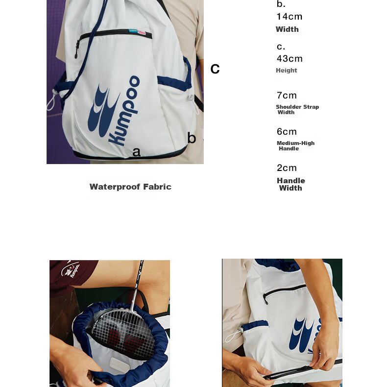 KUMPOO KB-528.CCC White Badminton Backpack with Large Capacity, Independent Shoe Compartment, and Xunfeng Crying Center Collaboration 3