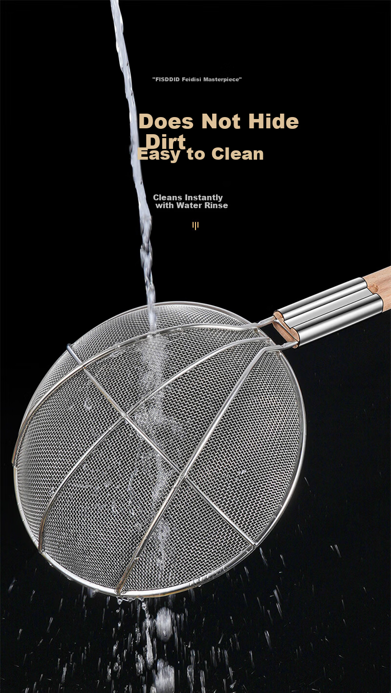 FISDDIS Large Fine Mesh Skimmer 30 Mesh 24cm Strainer Net Ladle Kitchen Household Commercial Frying Skimmer 13