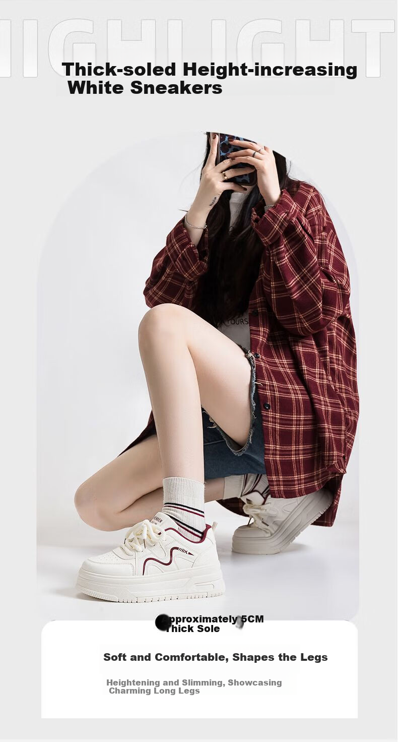 RENBEN College Style Versatile Thick-Soled Height-Increasing Comfortable Women's Sneakers 2026 Spring High-Value Korean Retro Brown Sneakers 4