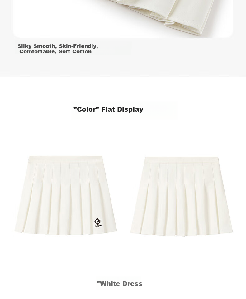 KUMPOO K243W-7033 Women's White Sports Running Badminton Skirt S 15
