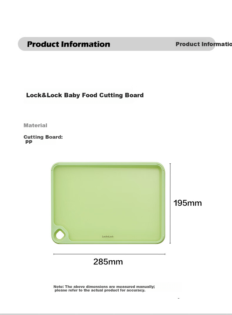 LOCK&LOCK Plastic Cutting Board Double-Sided Kitchen Chopping Board Thickened Fruit Cutting Board Baby Food Prep Board Meat Cutting Board 12