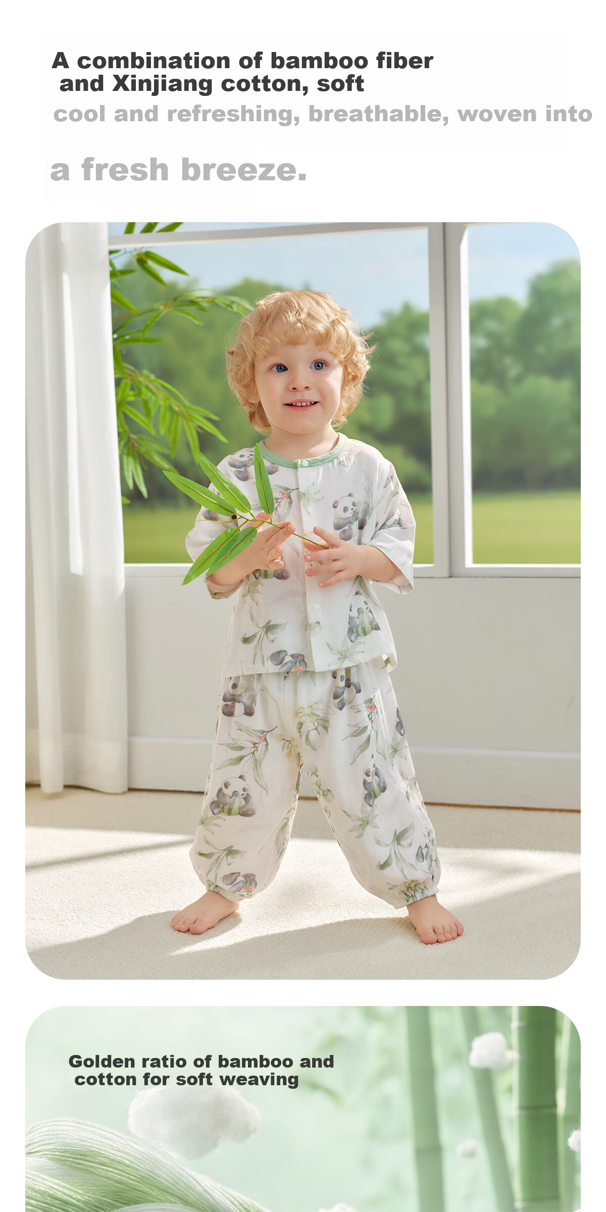 JOYNCLEON Kids Bamboo Cotton Gauze Pajamas Spring Summer Baby Homewear Set Boys Girls Air Conditioning Clothes Jyf195982 4