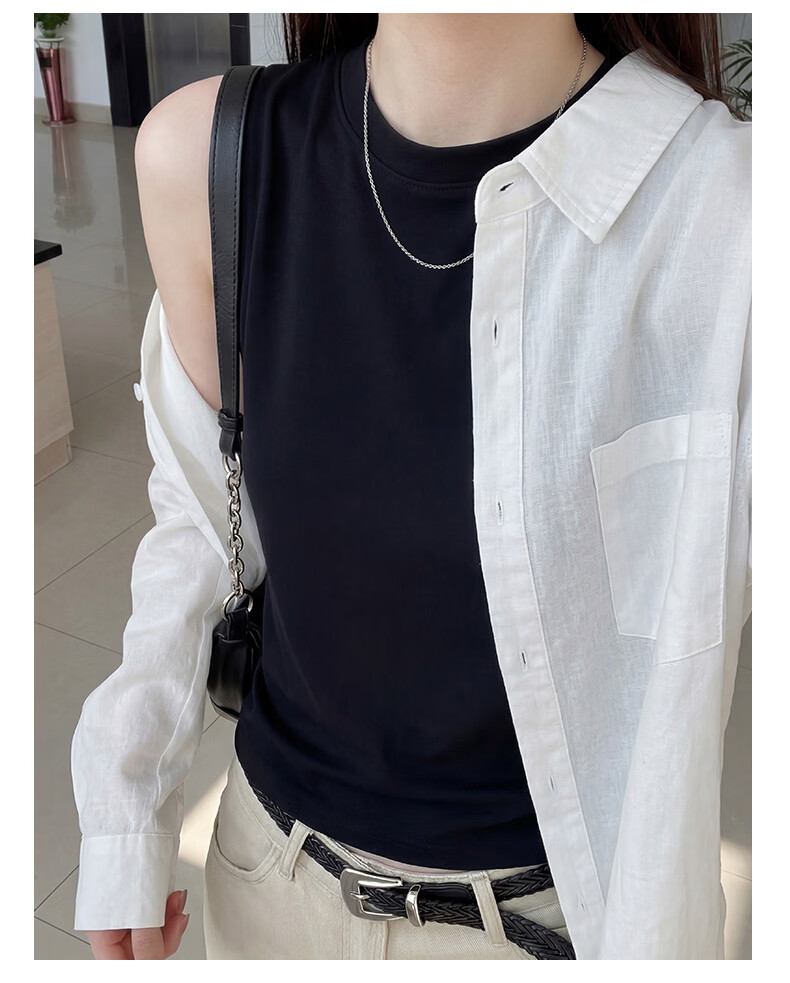 Xunmianren Women's Sleeveless Vest Outerwear Anti-Exposure Side Breast Coverage Inner Camisole Racerback Tank Top Sports Base Layer Shirt 10