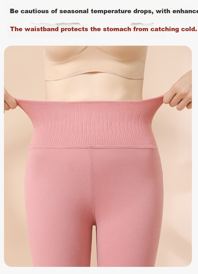 MiiOW Women's Down-Filled Mulberry Silk High-Waist Tummy Control Thickened Fleece-Lined Thermal Leggings Red M 10
