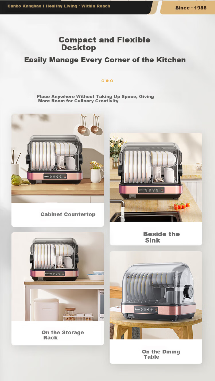 Canbo Small Desktop Mini UV Sterilizer Cabinet for Home, Tableware, Baby Bottles, Drying and Disinfection, Water-Free Dish Sterilizer Cabinet【Government Subsidy】ZTD30-KH1Z 4