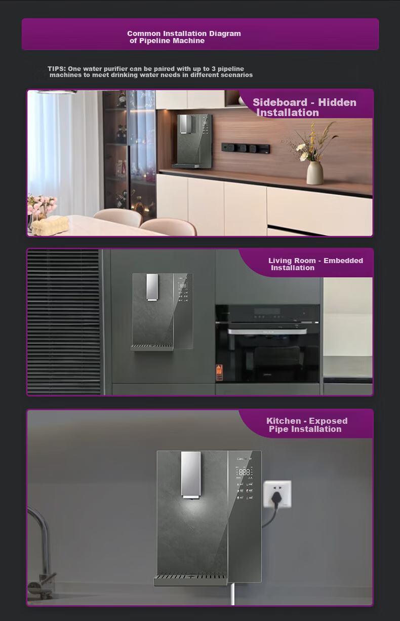 Casarte Wall-Mounted Pipeline Machine Zhijing Golden Steel Core Hot and Cold Household Dining Cabinet Water Dispenser Main Pipeline Stainless Steel 0 Silicone Odorless High Flow 8°C Ice Water Purifier 14