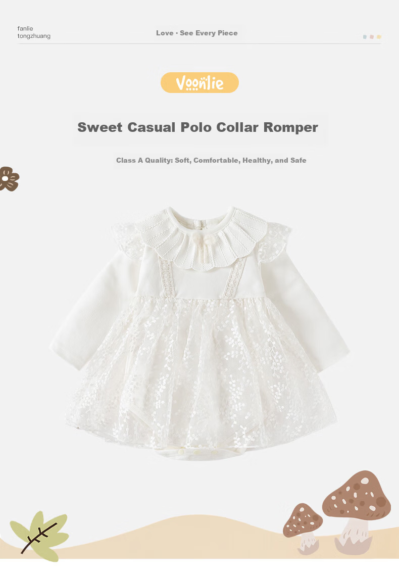 VOONLIE Baby Spring Newborn Romper Girls Princess Full Moon 100 Days Bodysuit Skirt Jumpsuit Spring Autumn 1