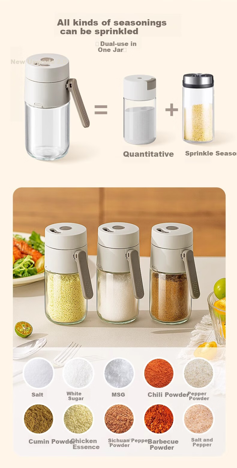 ASD Seasoning Box Measured Salt Container Dual-Use Salt and Spice Jar Kitchen Adjustable Salt Sugar Dispenser 2