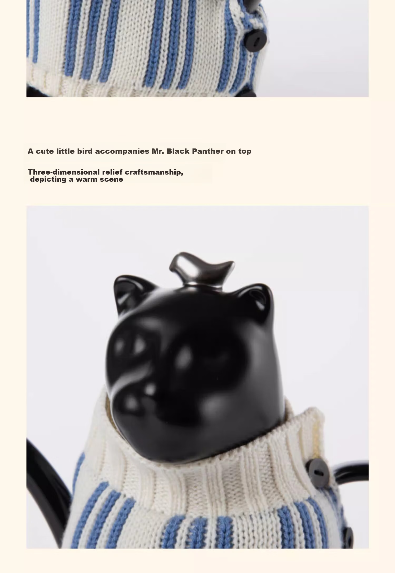Tbh Urban Beast Black Panther Ceramic Relief One Teapot Two Cups Tea Set Kettle Cup Gift Box Gift for Present 7