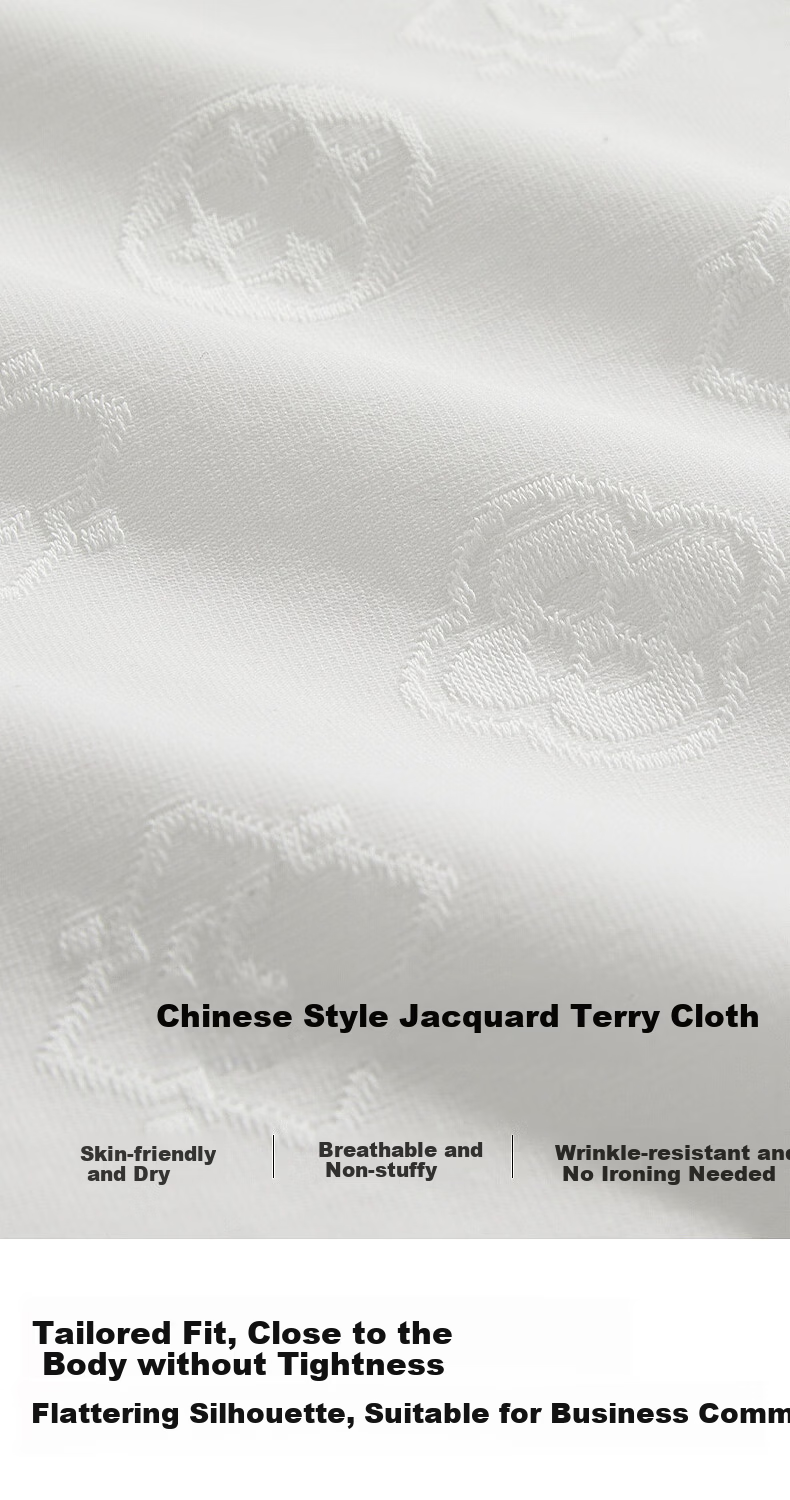 CABBEEN [National Style Jacquard Terry Cloth] Men's Polo Shirt with Pipa Pattern and Baoxiang Floral Design 2026 Summer Breathable Polo Shirt 3