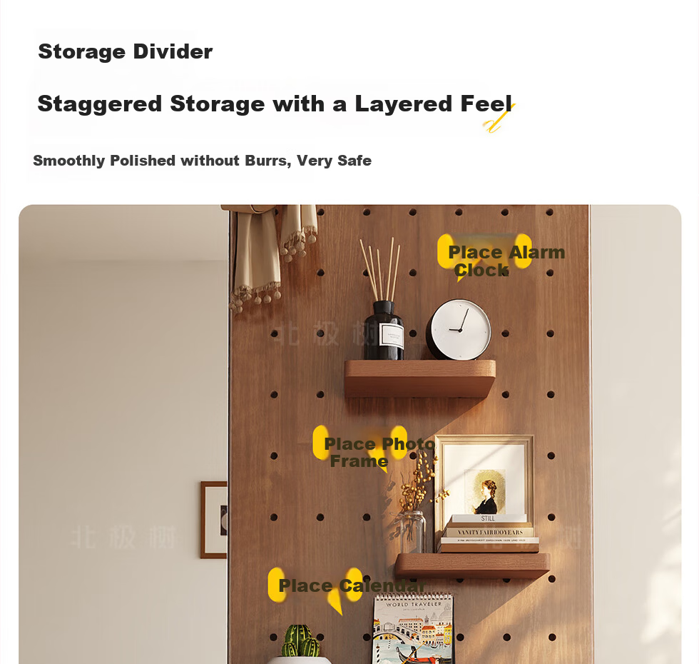 Arctic Tree Solid Wood Pegboard Dressing Mirror Hidden Sliding Mirror Home Wall-Mounted Concealed Entryway Fitting Mirror 22