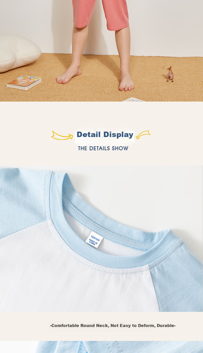 Piggy Banner Boys' Summer Cotton Short Sleeve Pajama Set 2026 New Girls' Lightweight Breathable Homewear 10