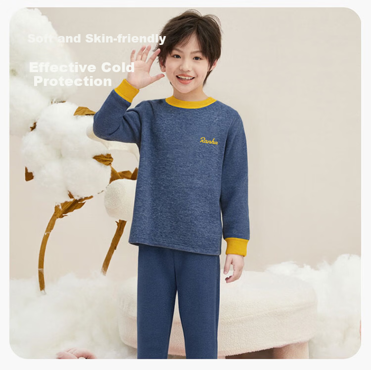 Hodo Children's Thermal Underwear Wool Silk Autumn Clothes Autumn Pants Boys Girls Antibacterial Pajamas Lavender Purple 120 4