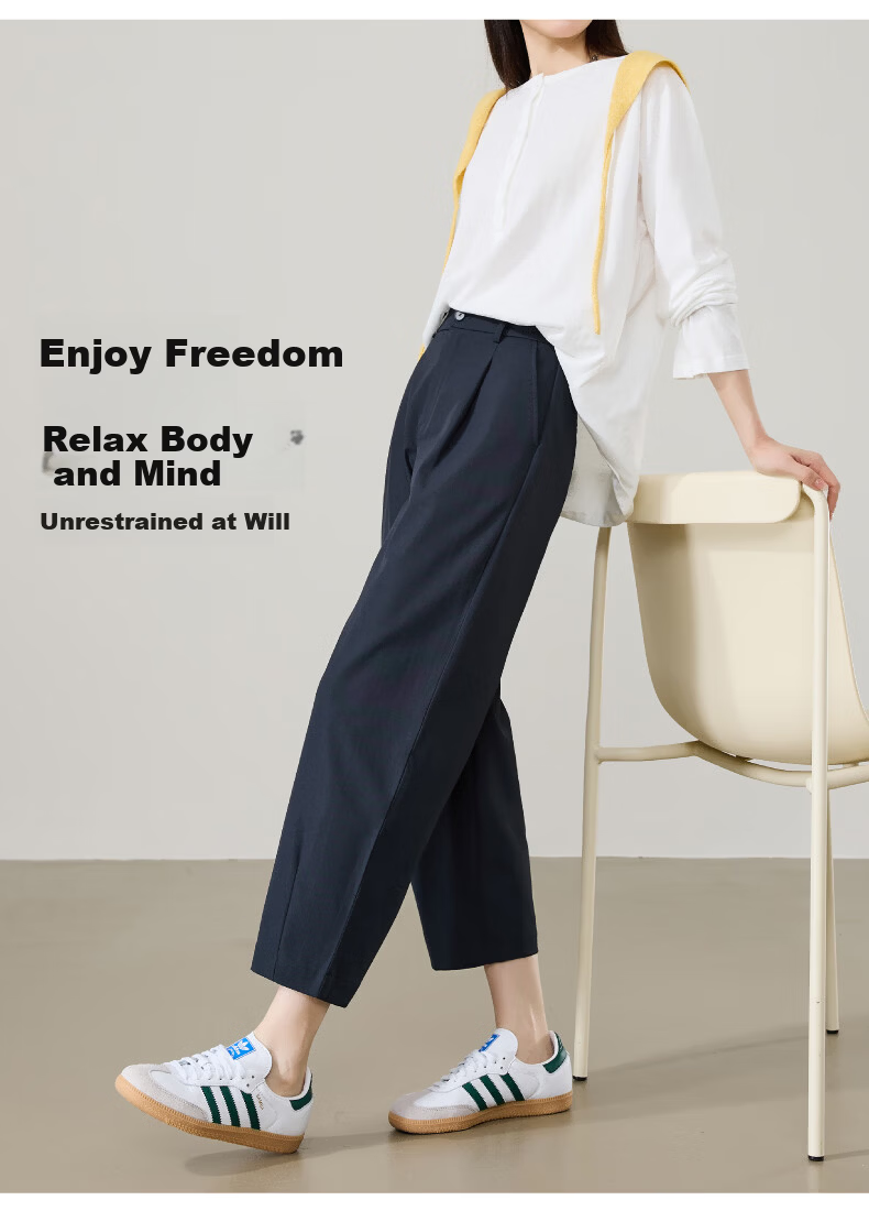 ESE-Y Women's Cropped Sickle Pants 2026 Spring Autumn Slim Fit Petite Harem Casual Pants Beige 29 7