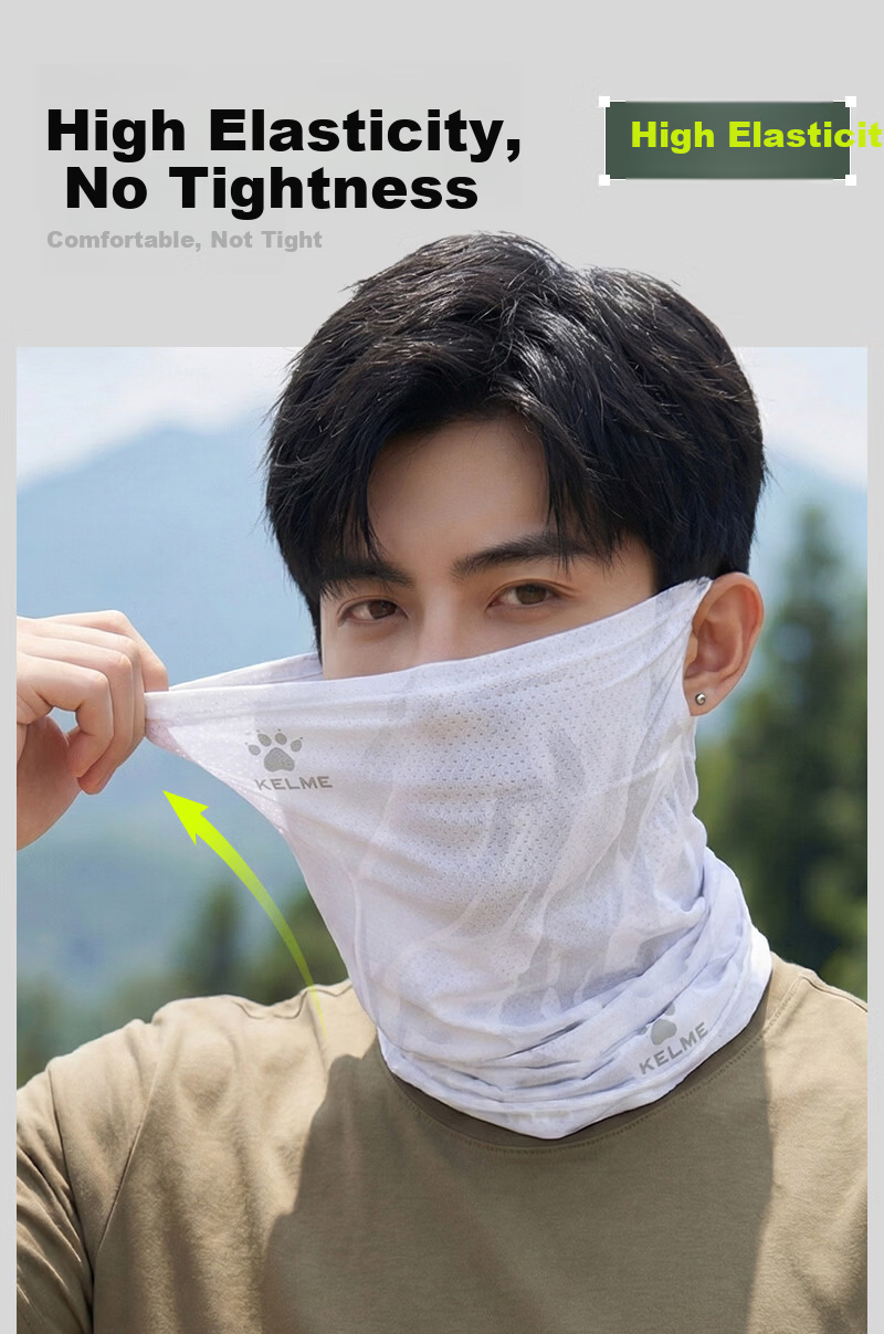 KELME Summer Cycling Ice Silk Sun Protection Face Mask with Ear Loops Neck Gaiter UV Protection for Men and Women Fishing Mountaineering Scarf 11