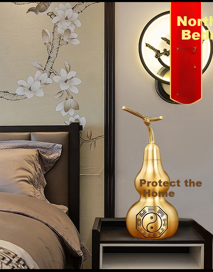 BinYue Copper Gourd Pendant Open Hollow Brass Matte Gourd Ornament Medium Size Copper Entryway Decoration Living Room Ornament 7