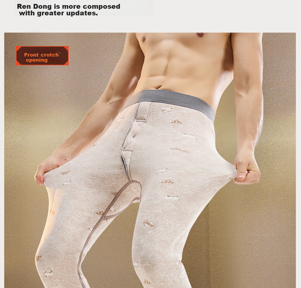 Modal Men's Thermal Pants 100% Wool Lined Fleece Thickened Autumn Winter Cold-Resistant Cotton Pants for Middle-Aged and Elderly 12