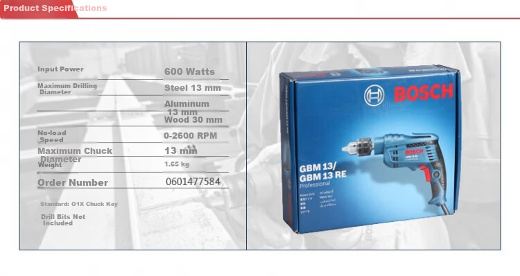 BOSCH 600W Reversible Hand Drill / Pistol Drill GBM 13 RE 2