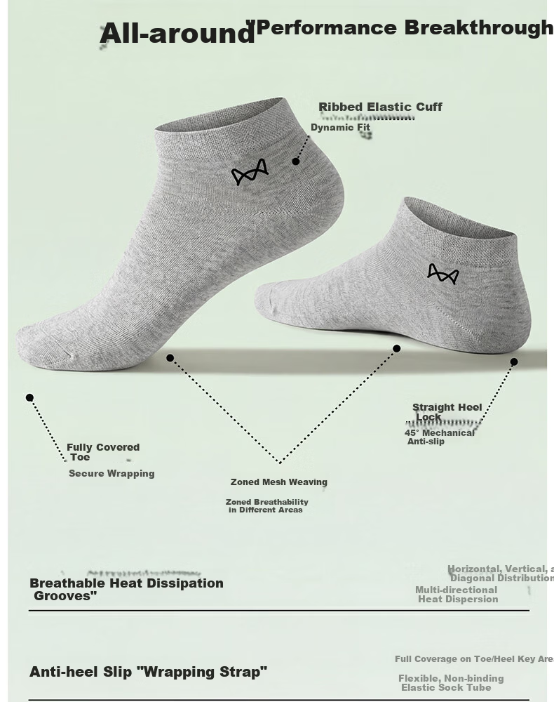 Miiow Men's Socks Short Summer 100% Cotton Sweat-Absorbent 10A Antibacterial Odor-Resistant Casual Business No-Show Socks 10 Pairs 3