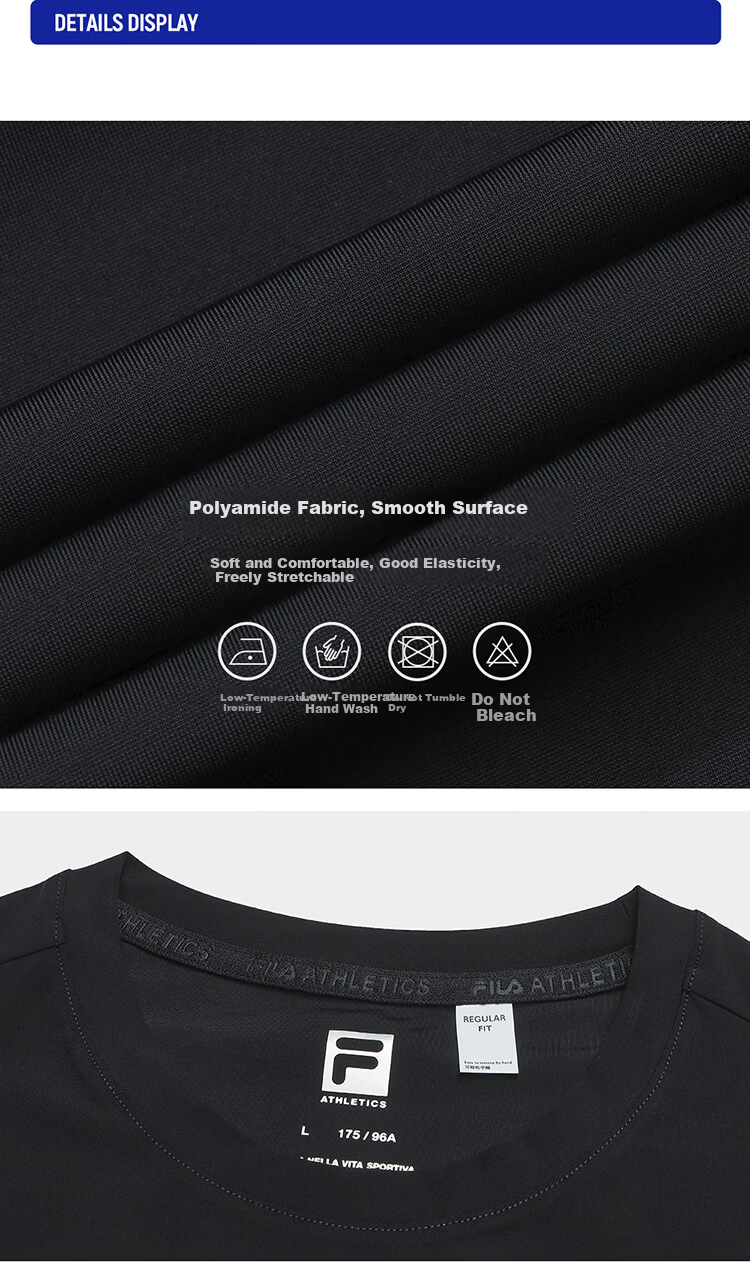 FILA Official Men's Short Sleeve T-Shirt 2026 Summer Cooling Breathable Round Neck Sun Protection Sports Top 35