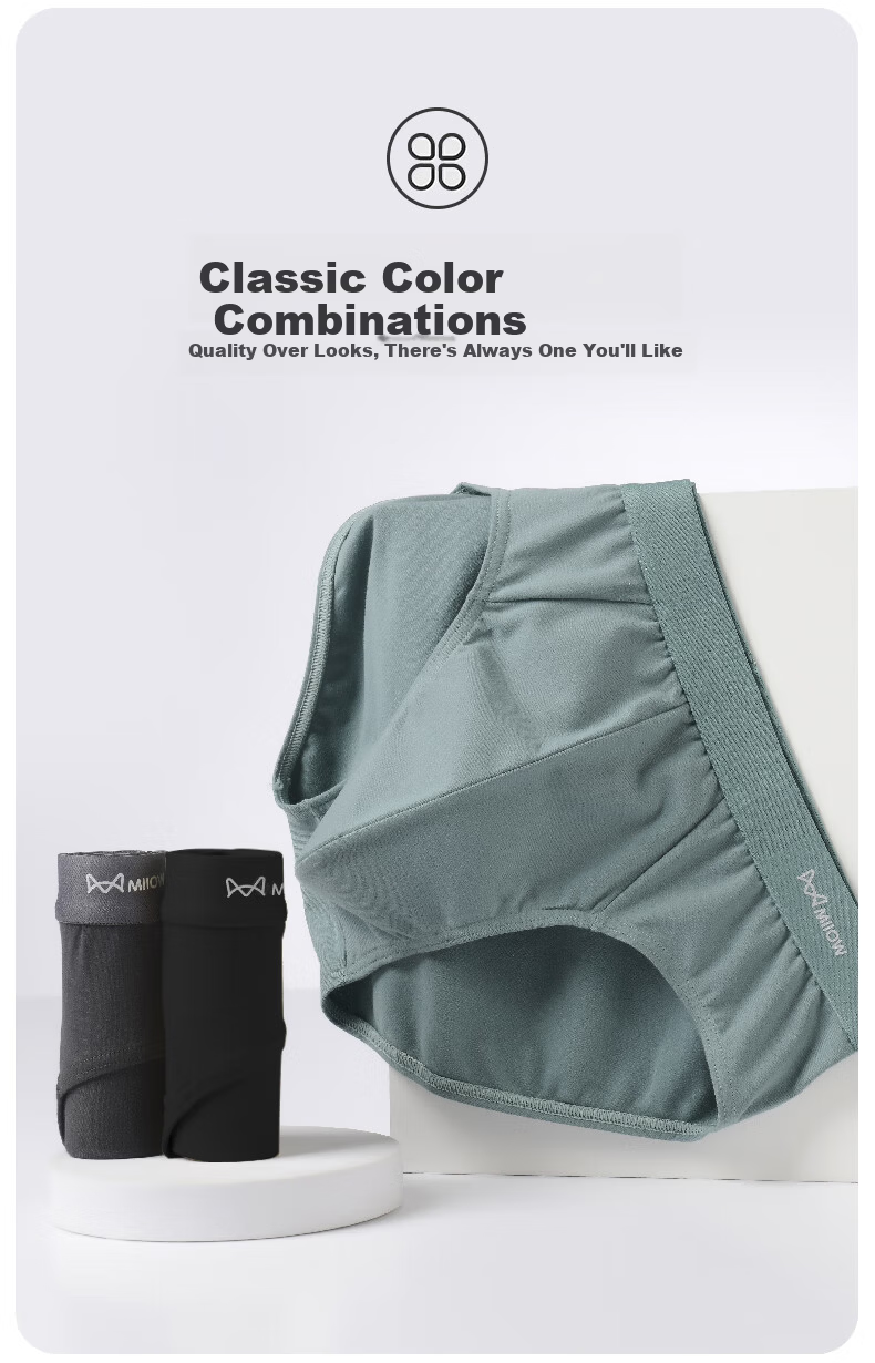 MiiOW Men's Cotton Briefs Comfortable Breathable Antibacterial Loose Large Size Sports Underwear 4
