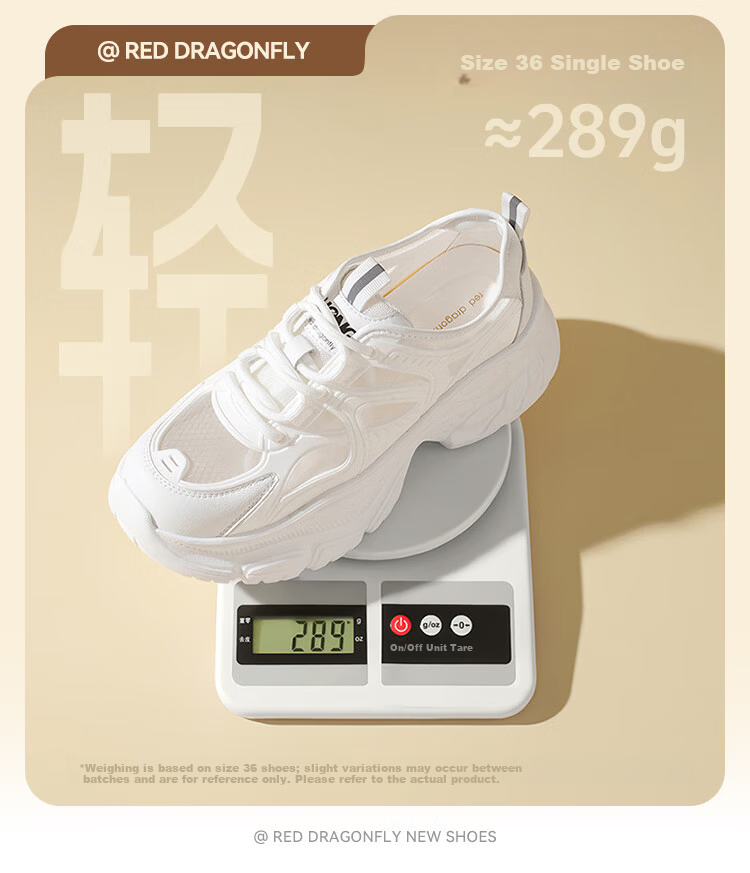 Red Dragonfly Women's Mesh Breathable Dad Sneakers Thick Sole Height Increasing Sports Casual Shoes WPB25029 Beige Mesh Size 37 2