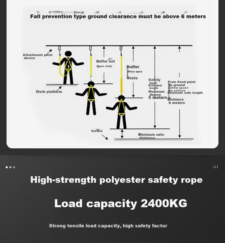 Leyoubaiyi 5-Point Safety Harness 2m Double Large Hooks Fall Protection Safety Rope for High-Altitude Work 8