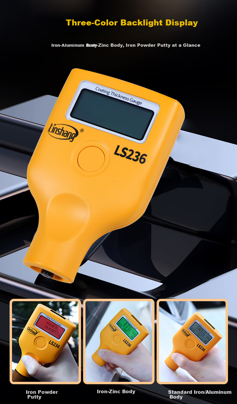 Linshang Coating Film Thickness Gauge LS239 High-Precision Used Car Coating Thickness Meter for Measuring Iron Powder Putty 8
