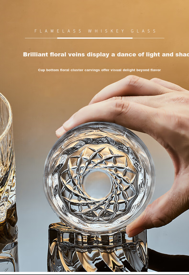 Circle Joy Thickened European Style Glass Whiskey Tumblers Set of 6 5