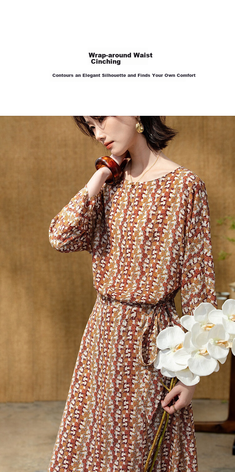 Demana Vintage Pulse Spring Elegant Floral Print Raglan Wrap Waist Tie Petite Women's Dress 4