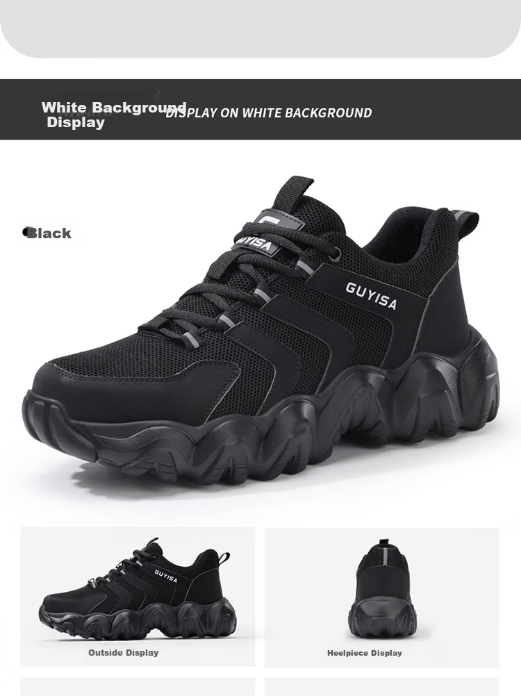 GUYISA Men's Summer Breathable Anti-Smash Steel Toe Anti-Puncture Ultra-Light Safety Work Shoes 3073NT Size 45 17