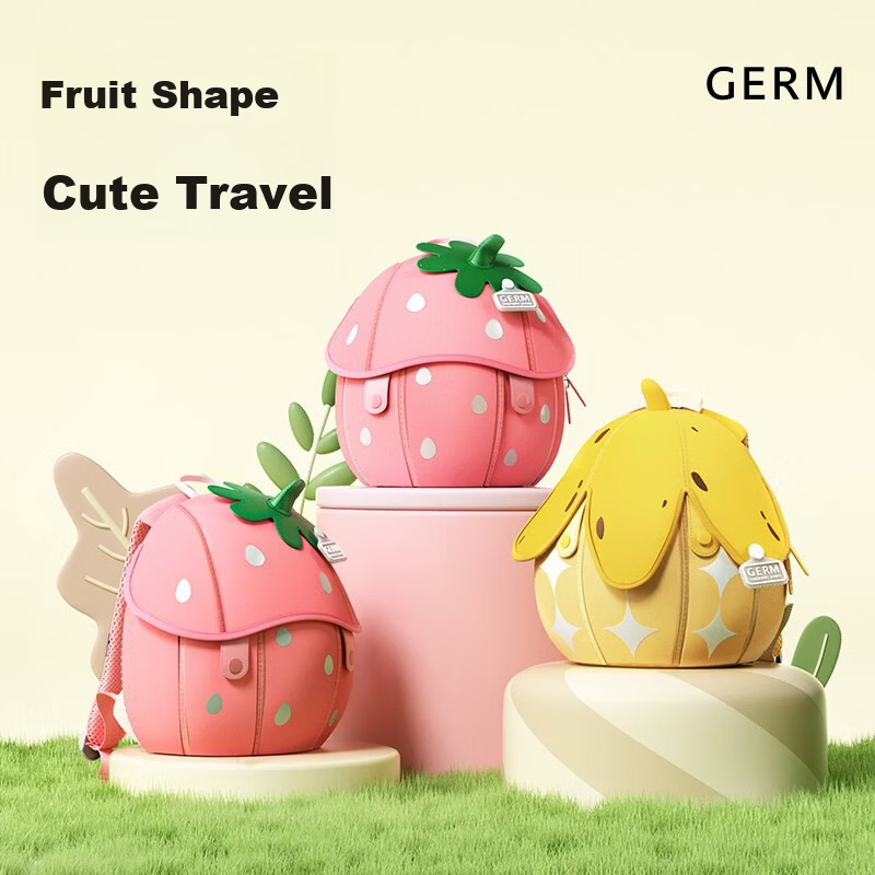Germ Kids Backpack Kindergarten Girls Cute Strawberry White Chocolate Birthday Gift for Little Girls