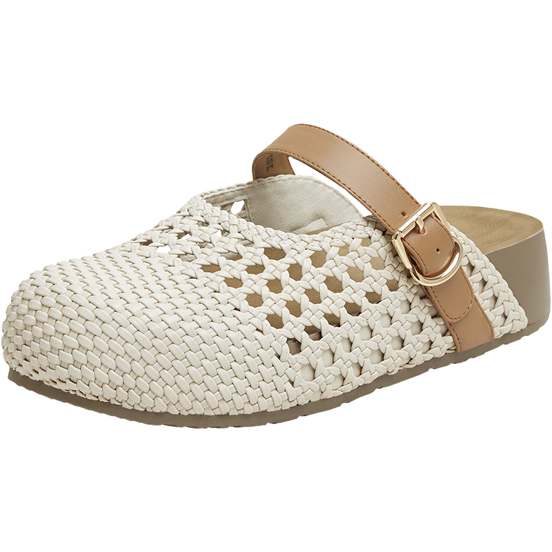 Tianmeiyi Woven Birkenstock Thick Sole Open Toe Half Slippers Women's Summer Outdoor Casual Sandals