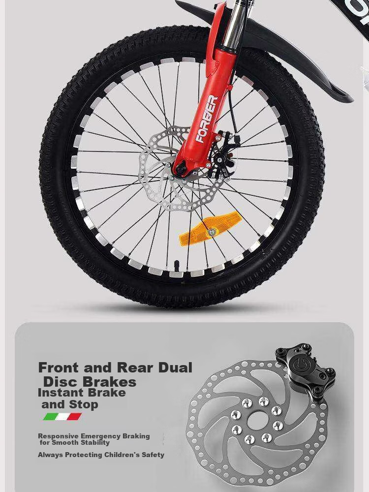 FOREVER Children's Mountain Bike Gear Shift for Boys and Girls Ages 6-15, Black and Red Integrated Wheel, 22-inch 11