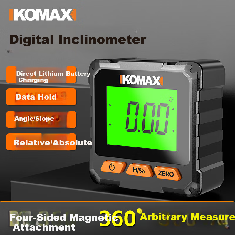 KOMAX High-Precision Digital Inclinometer Laser Level Small New Magnetic Angle Meter Multifunctional Slope Ruler