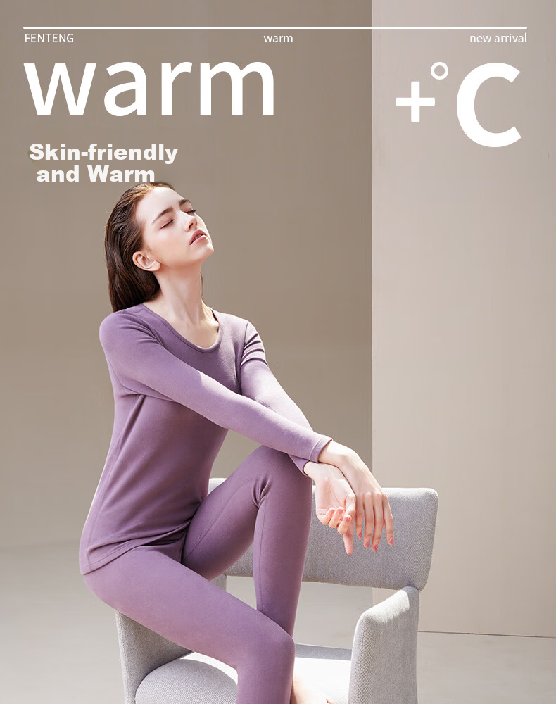 Fenteng Women's Cotton Thickened Thermal Underwear Set Autumn Winter Plus Size Long Johns and Top 1