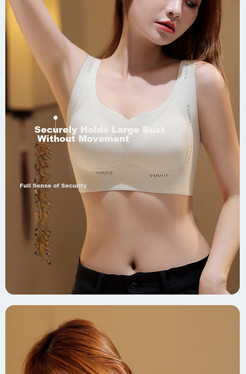 Urban Beauty Large Bust Minimizing Bra for Women, Push-Up, Anti-Sagging, Adjustable, Wireless, Thin, Plus Size, Seamless Underwear 15